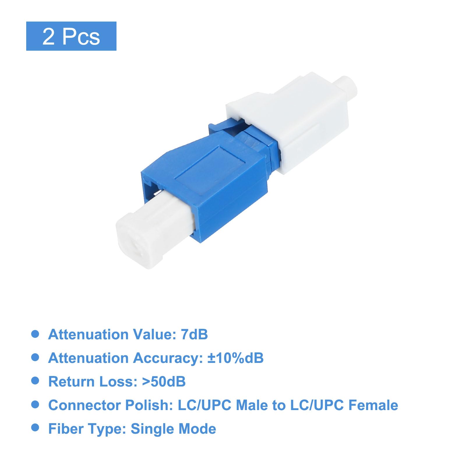 QUARKZMAN Attenuatore in Fibre Ottica Lc da 7db, LC/UPC Sm Single Mode Attenuatore in Fibre Ottica Fisso Maschio-Femmina per Trasmissione in Fibre Ottica Confezione da 2