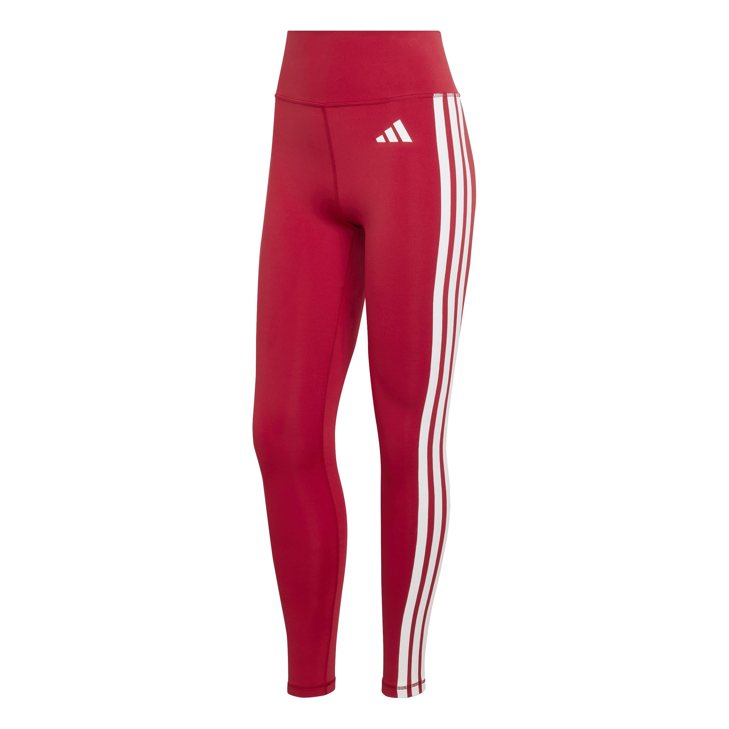 adidas Women's Optime Essentials 3 Stripes 7/8 Leggings, Active Maroon/White, XS