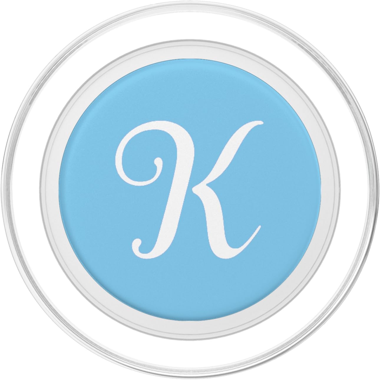 K Initial Monogram White on Baby Blue Capital Letter PopSockets MagSafe PopGrip for iPhone