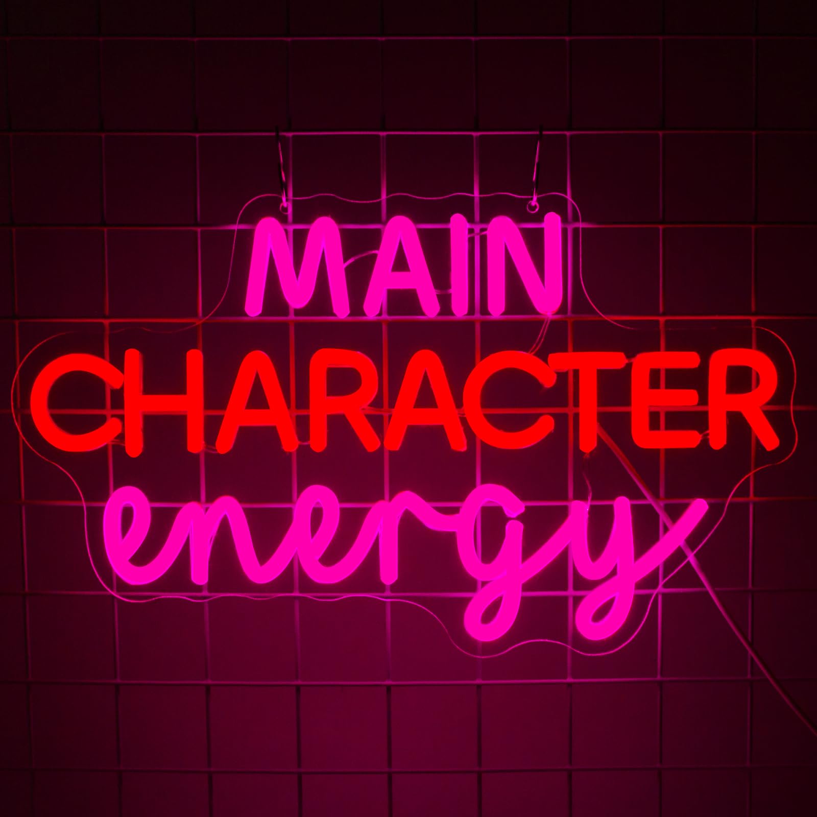 YSUIEC Main Character Energy Neon Sign, Dimmables Neon Lights For Wall Decor, Led Light Up Signs for Bedroom Home Bar Birthday Party Decoration Gifts