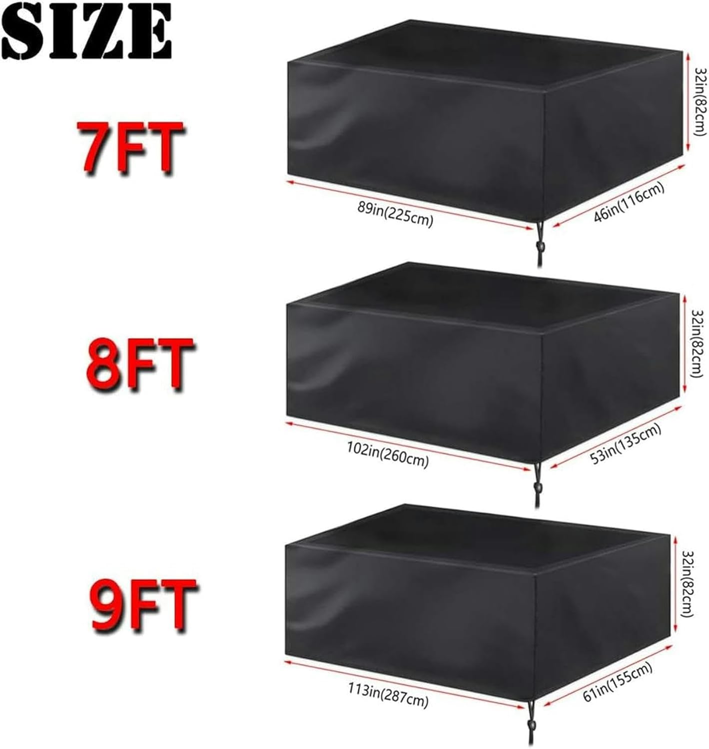 Pool Table Cover, 7/8/9 ft Waterproof Billiard Cover, Full Protection Polyester Fabric Billiard Table Cover for Snooker and Billiard Tables,8FT, Black