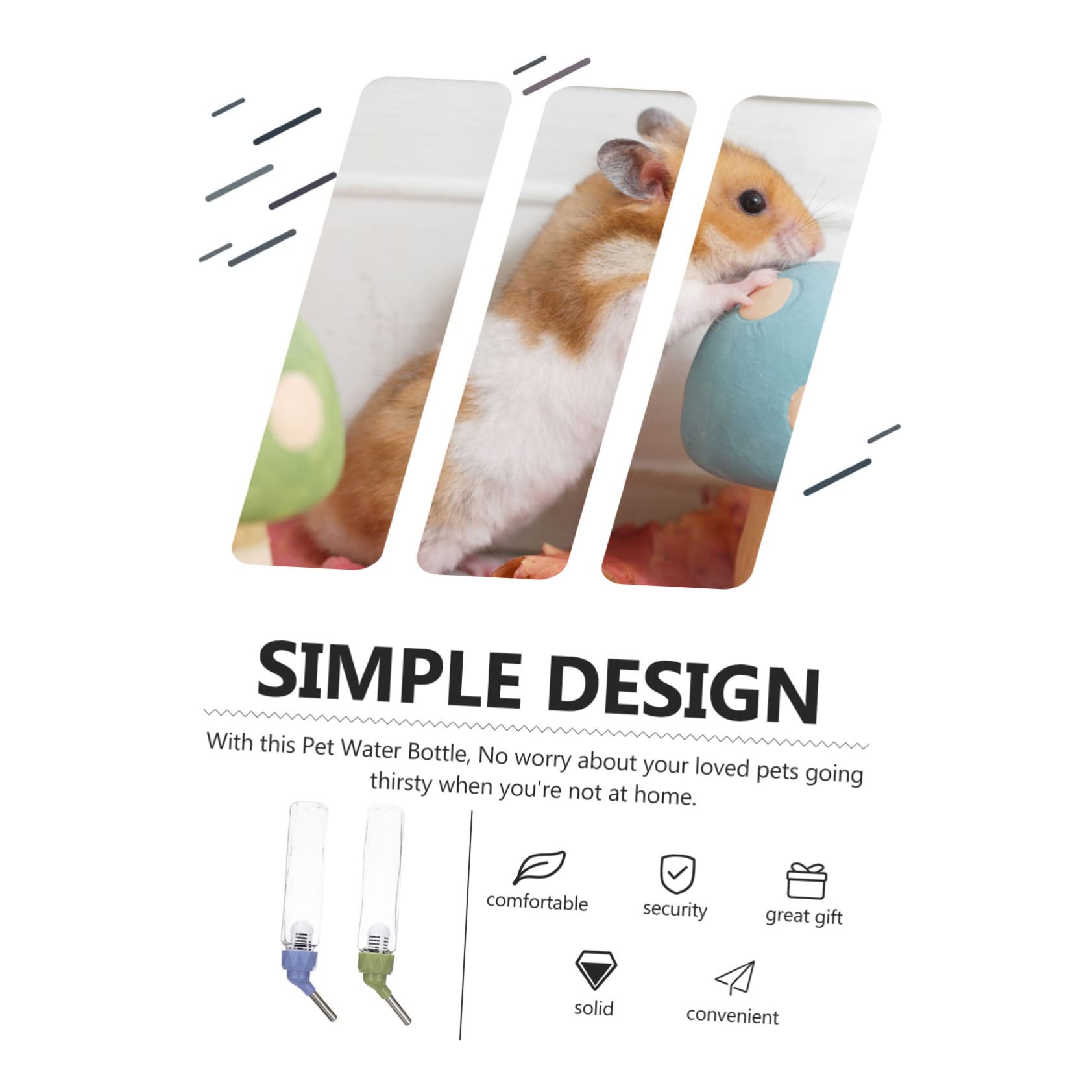 minkissy 6 piezas fuente de agua de gravedad para hámster, dispensador de agua para jaula de conejo, botellas de agua pequeñas para mascotas, dispensador de agua pequeño, alimentador de conejo,
