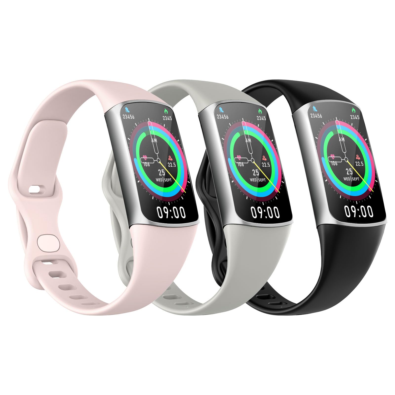 3 Pezzi Cinturino Sottile Compatibile con Fitbit Charge 6/Charge 5 per Donna Uomo, Cinturino Stretto di Ricambio in TPE