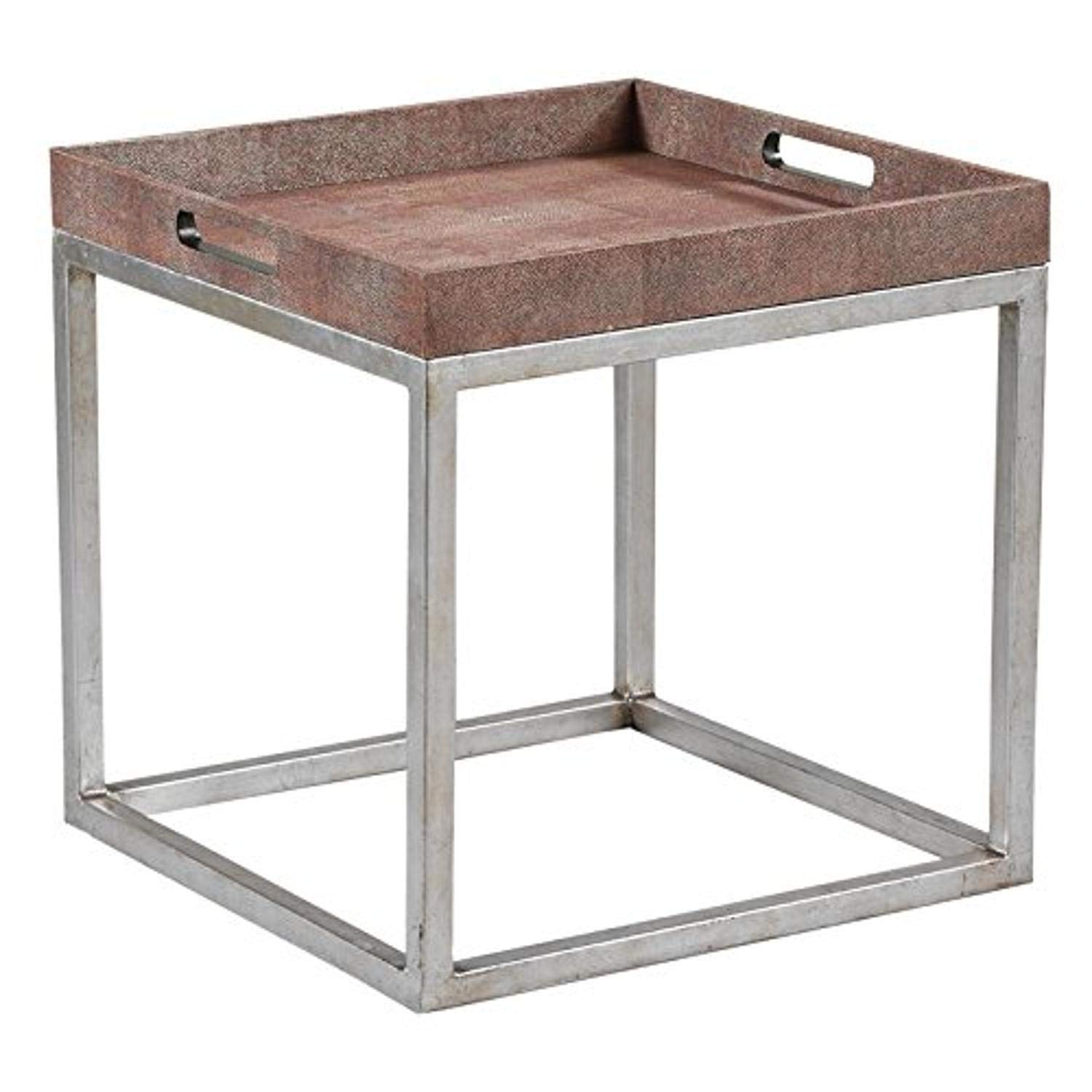 931-007 Et Cetera Faux Tray Table, Coral Shagreen