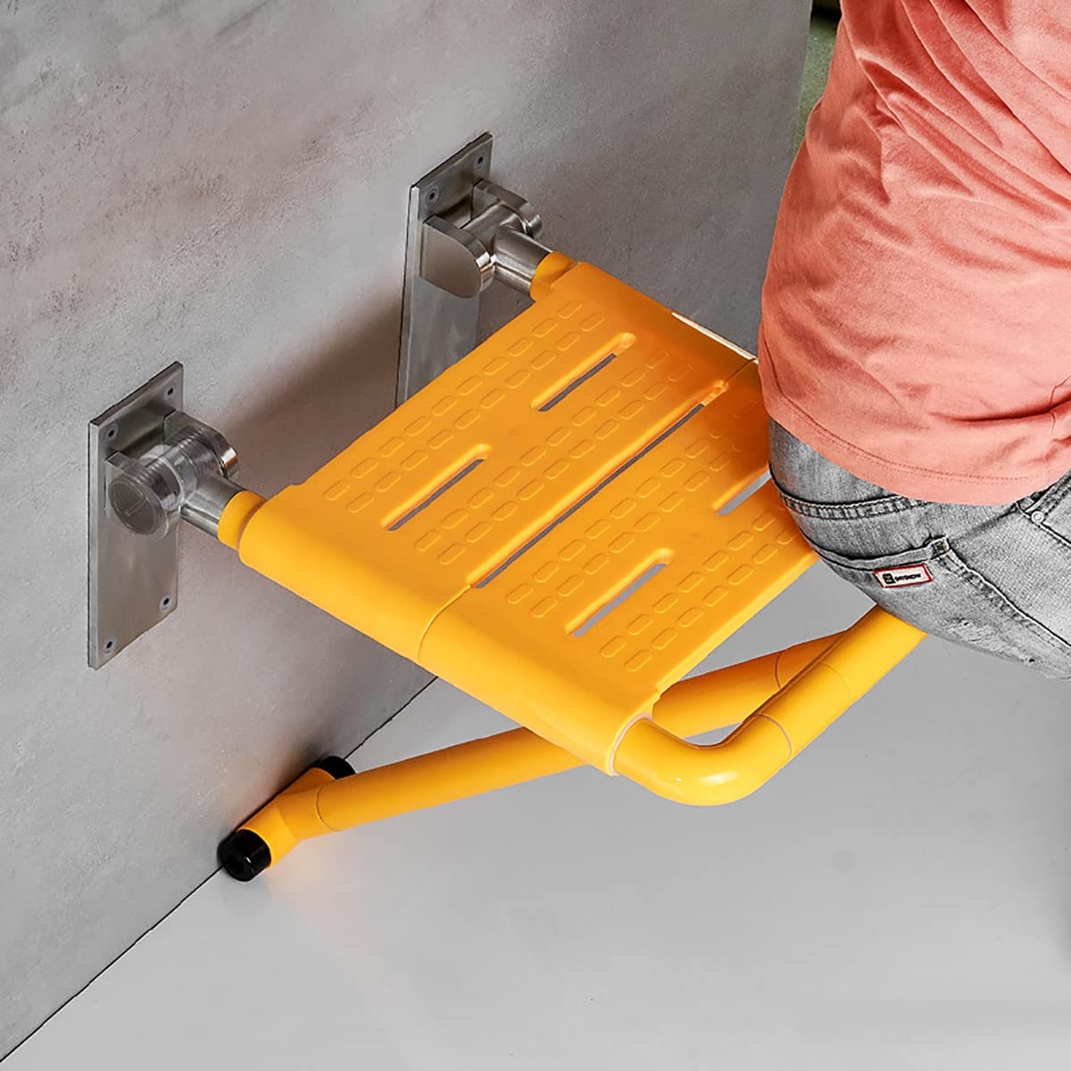Asiento de Ducha montado en la Pared, Asiento de Ducha Plegable, Taburete de Pared de Hoja abatible for baño, Silla de Ducha Que Ahorra Espacio for Ancianos, discapacitados, Seguridad