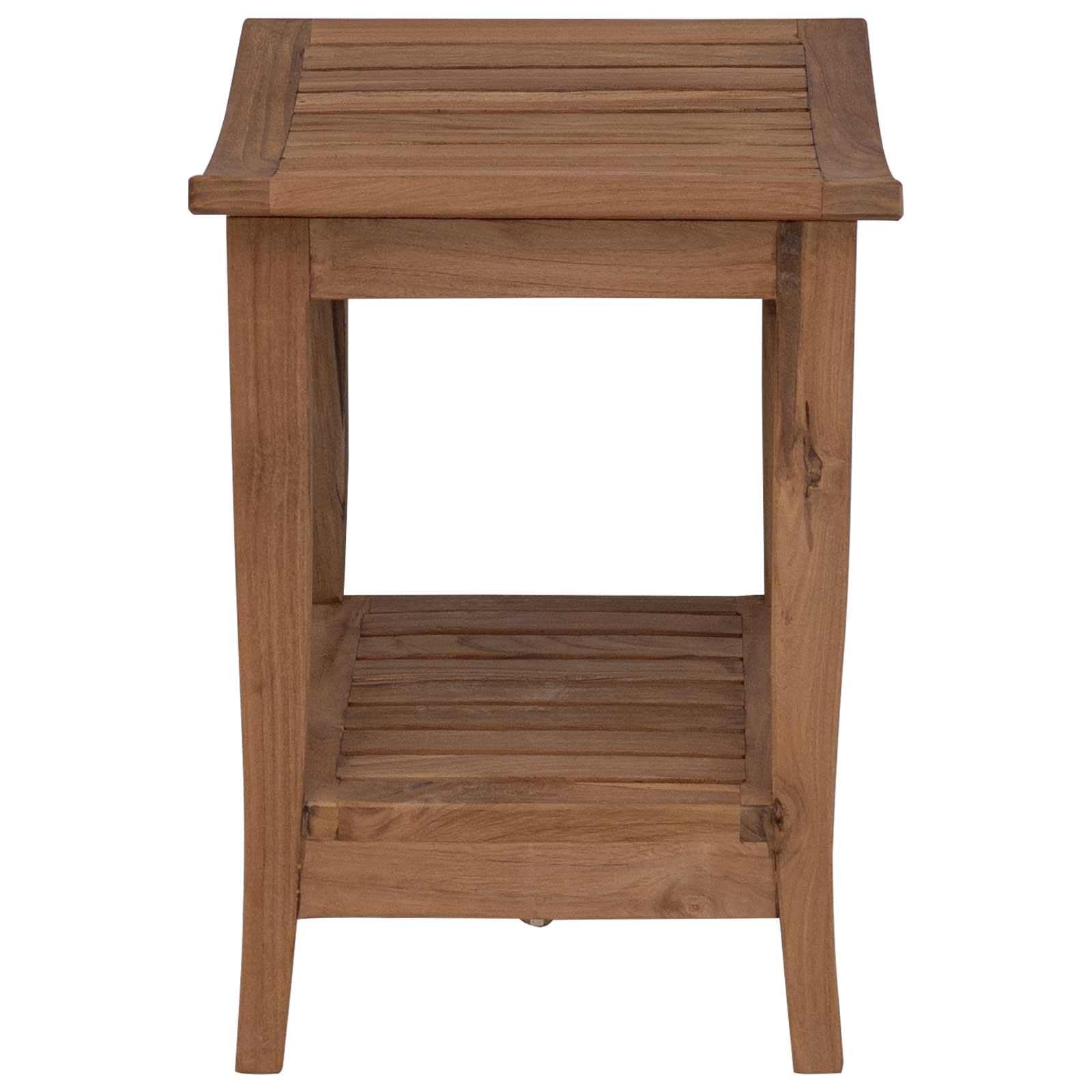 Bad Beistelltisch Natur aus massivem Teakholz, 50 x 35 x 45 cm Stauraum für Badzubehör im Innenbereich, Ablage für Seifenschale und Handtücher