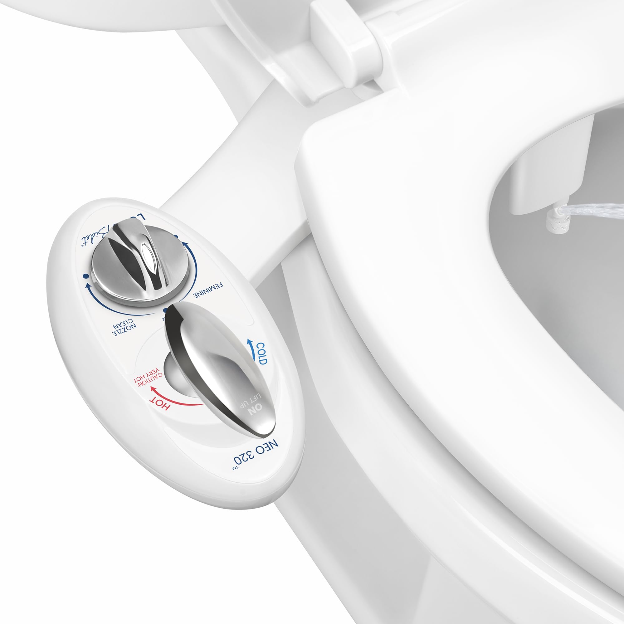 Luxe Bidet Neo 320 White 320-Self Cleaning Dual Nozzle-Hot and Cold Water Non-Electric Mechanical Bidet Toilet Attachment, 17 x 10 x 3 inches