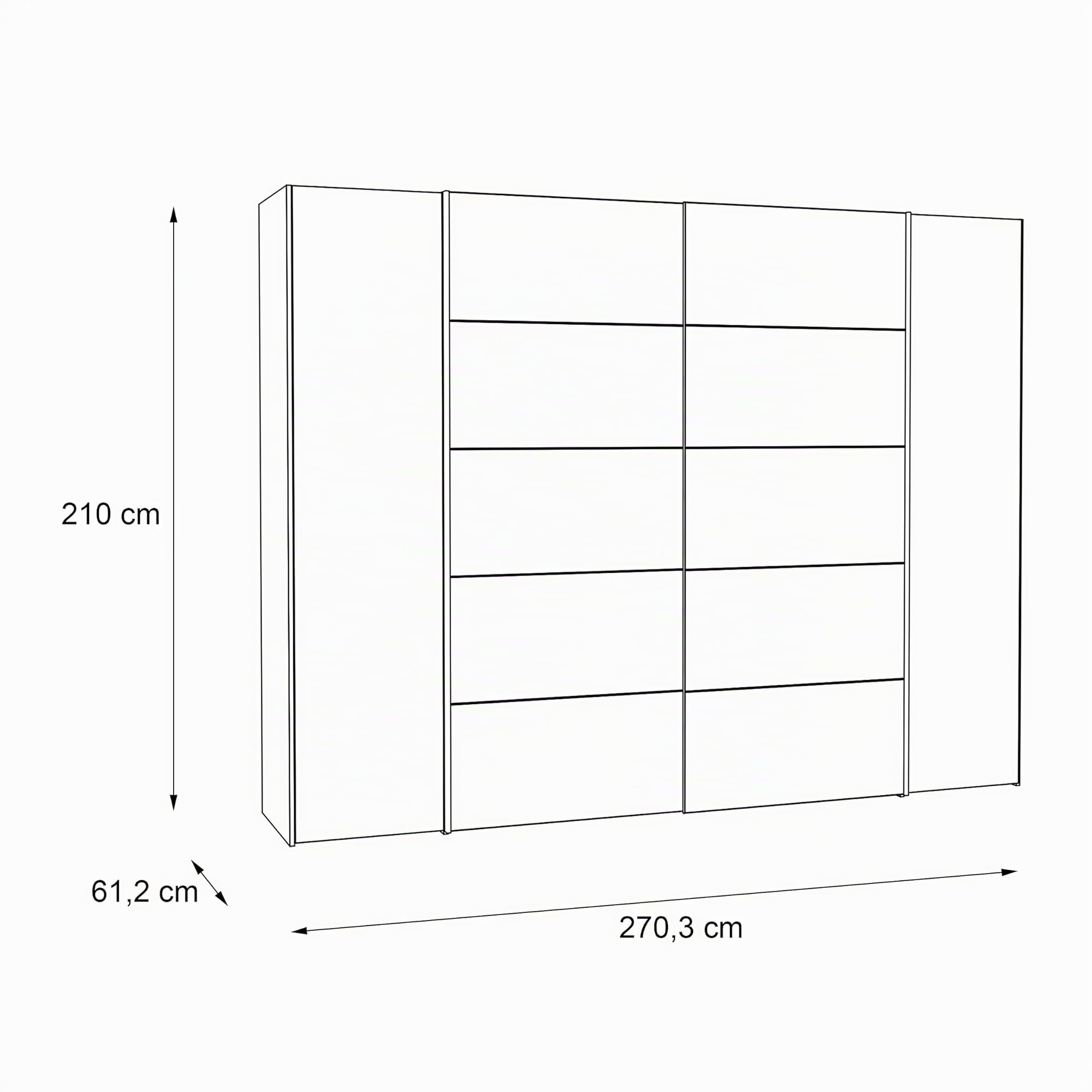 Deine Tante Emma NRGS82511-Q45 Narago Sonoma - Armario para Vestidos con Puertas correderas (270 x 210 x 61 cm), Color Blanco