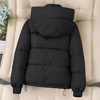 Womens Puffer Jacket Winter Warm Coats Hooded Quilted Crop Jackets