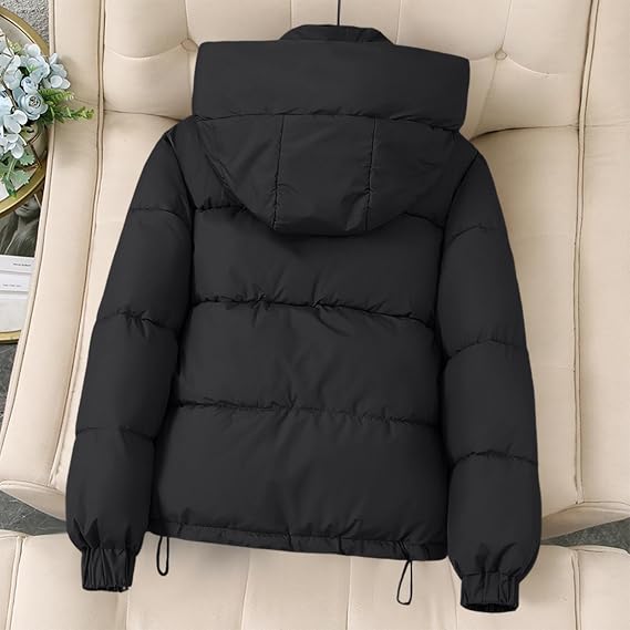 Womens Puffer Jacket Winter Warm Coats Hooded Quilted Crop Jackets