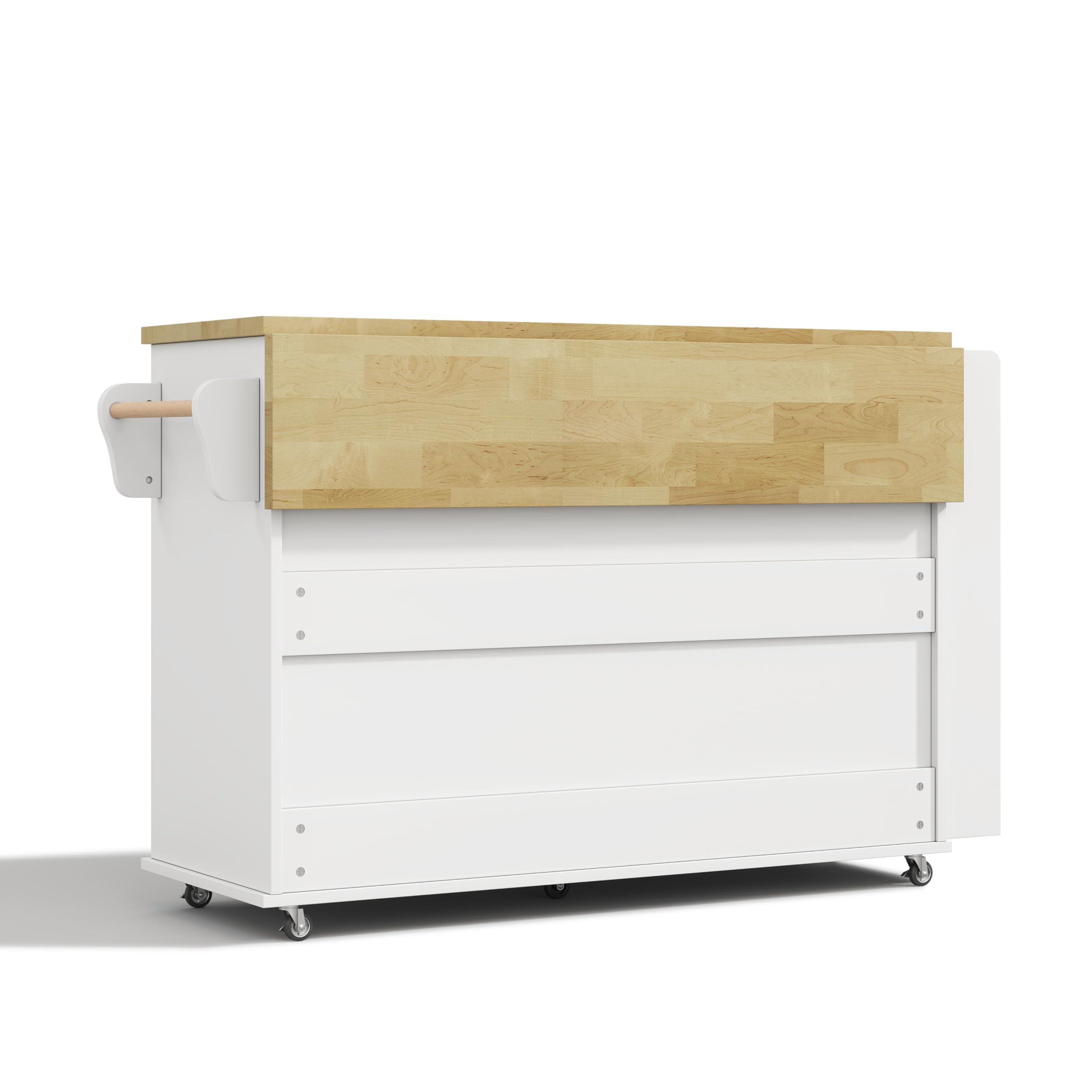Mobiler Kücheninsel mit klappbarem Arbeitsbereich 120x45x90 cm 5 Räder