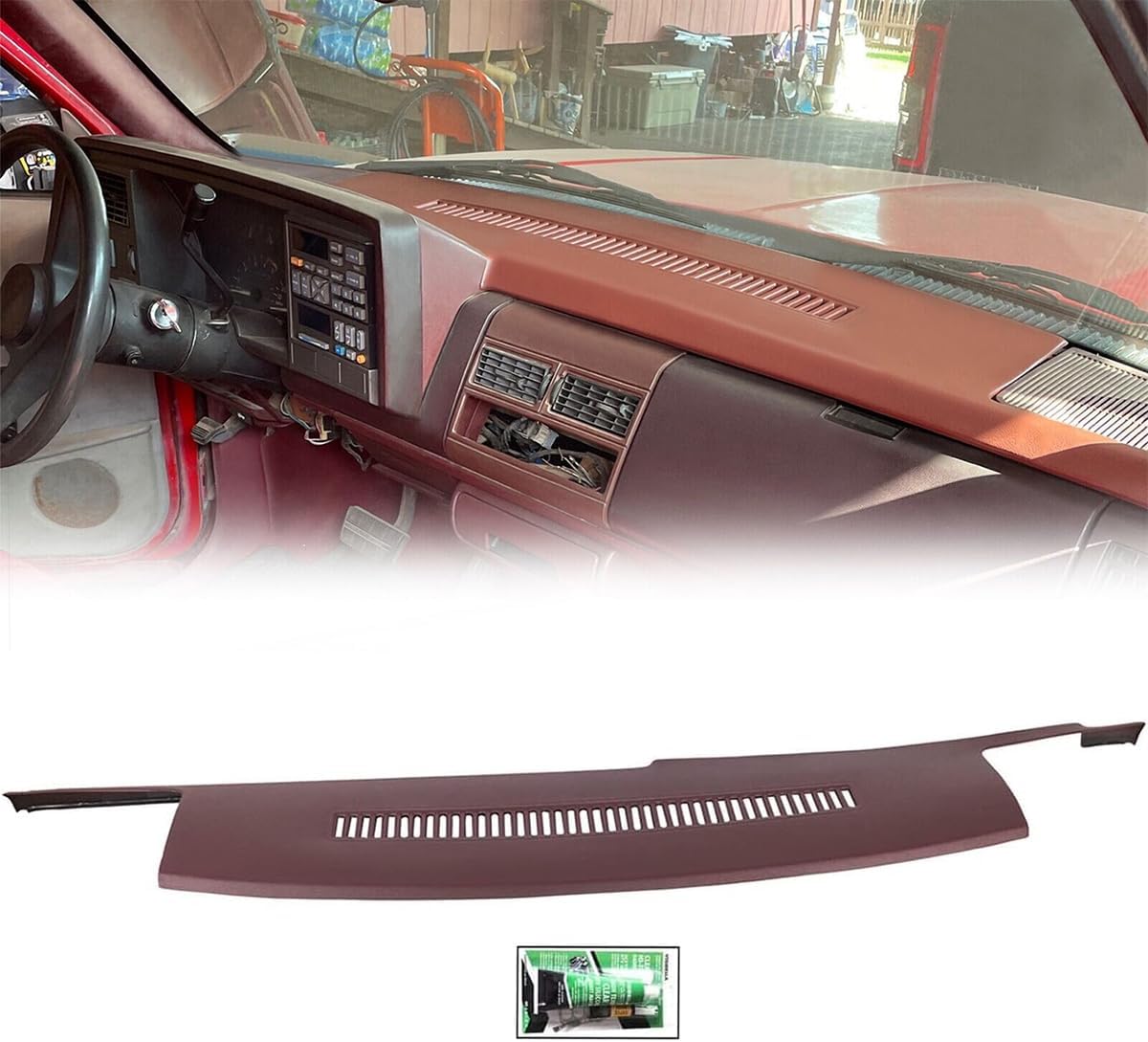 KARPAL Molded Dash Pad Cover Cap Compatible With 1988-1994 GM Trucks Chevrolet GMC C1500 K2500 Yukon Red