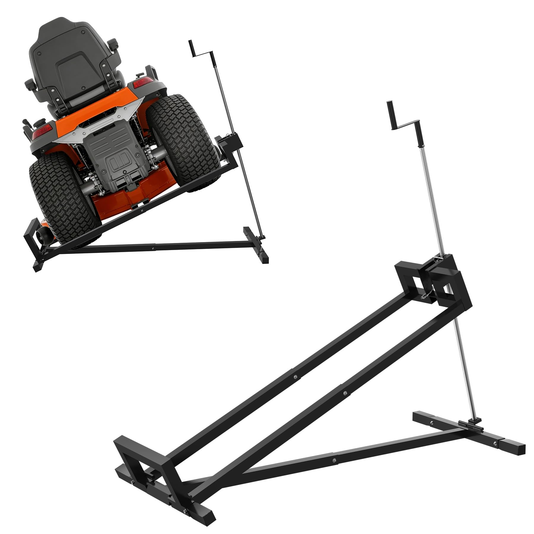 LARS360 Rasentraktor Hebevorrichtung, Rasenmäher Jack für Hebevorrichtung Hebebühne Aufsitzmäher, Max. Tragfähigkeit 400KG, 45° Neigung Verstellbar, Schwarz