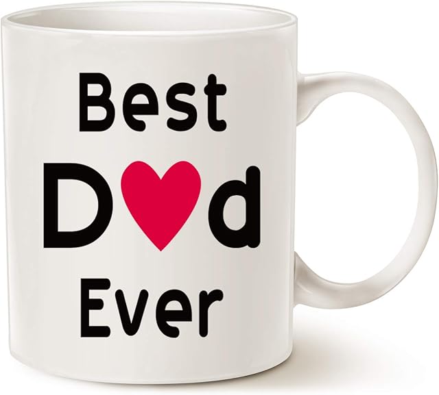 Father's Day Gifts Best Dad Coffee Mug, Best Dad Ever Unique Christmas or Birthday Gifts Idea for Dad Father Papa Daddy Porcelain Cup White 11 Oz
