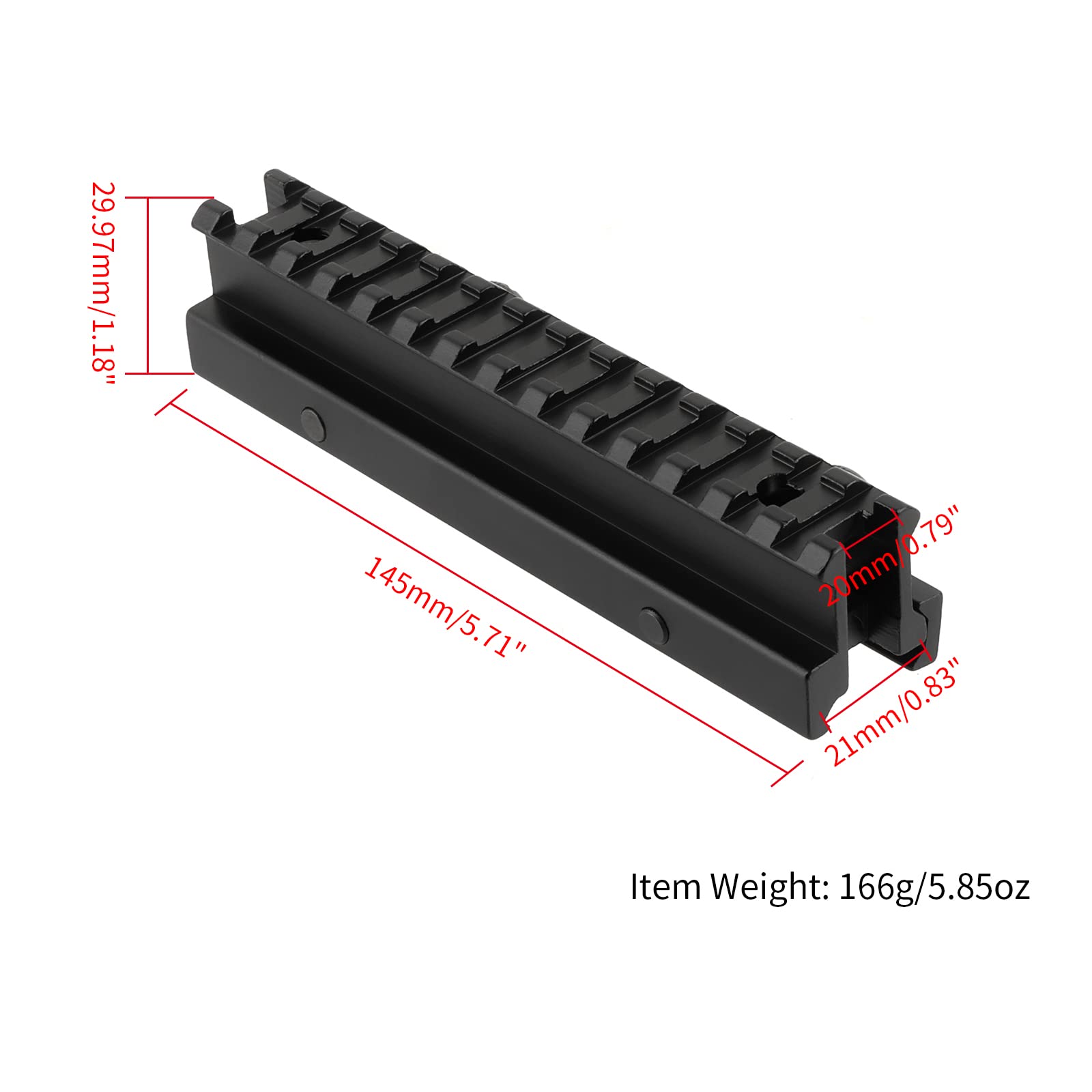 Riser Base Mount QD 20mm Picatinny Rail Aleación de Aluminio con 14 Ranuras de Riel Picatinny Adaptador