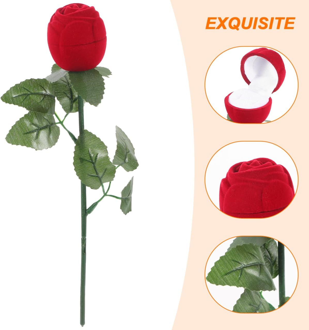 Healeved 10Pcs Valentine Day Red Rose Flower Ring Box Set Romantic Engagement Jewelry Storage Cases for Wedding Proposal Flower Bouquet Ring Case