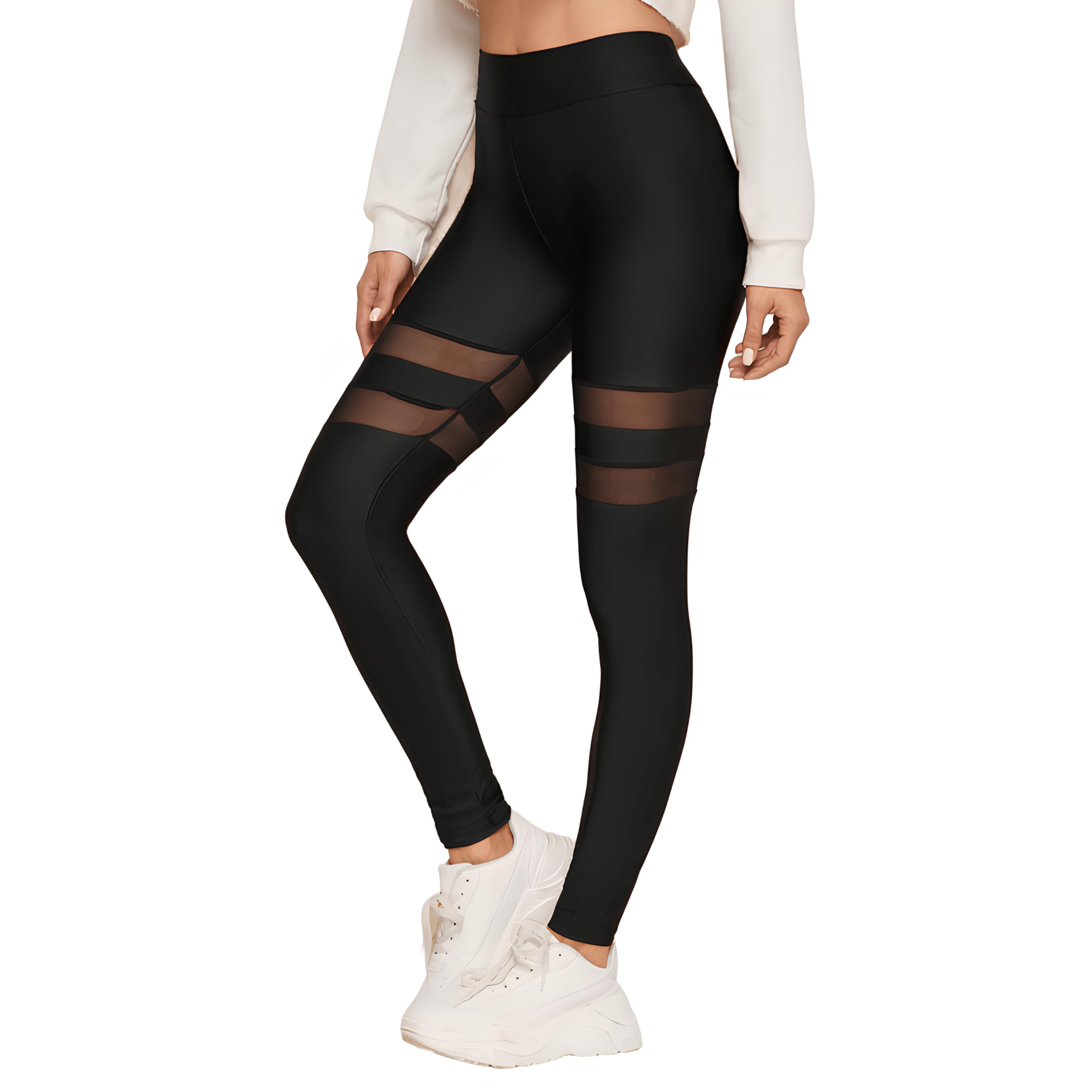 Women's Workout Pants High Waist Yoga Pants Non See Through Tummy Control Slim Compression Running Leggings | Mesh Leggings ||Gym wear| |Dance/Zumba Wear||Yoga Tights-image-7