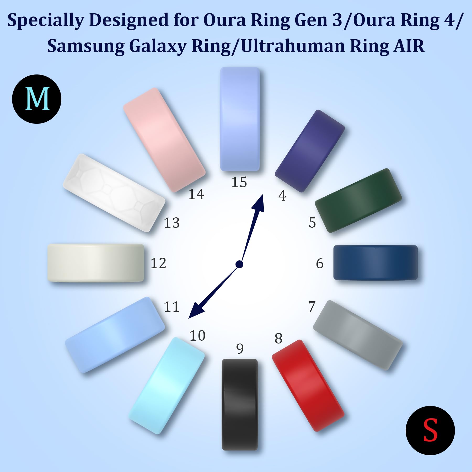 YWXTW 12 sztuk pierścieni do pierścienia Oura Ring 3/4/Samsung Ring/Ultrahuman Ring, ulepszona konstrukcja antypoślizgowa, rombowa tekstura, odporny na zarysowania, silikonowy ochraniacz pierścieniowy