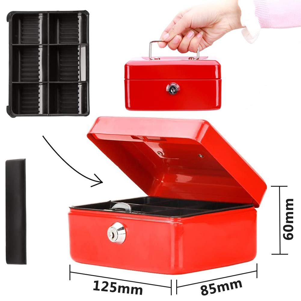 Petite Boîte Verrouillable Avec Clé - Tirelire Métal 11,5x8,5x5,8 Cm - 2 Clés - Pour Argent, Bijoux, Documents