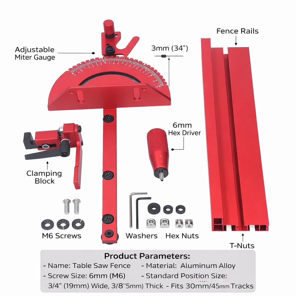 Calibro Universale per Troncatrice di Precisione Fermo Taglio Ripetitivo con Supporto in Lega di Alluminio Binario a T 30mm o 45mm Accessorio per Lavorazione Legno Professionale