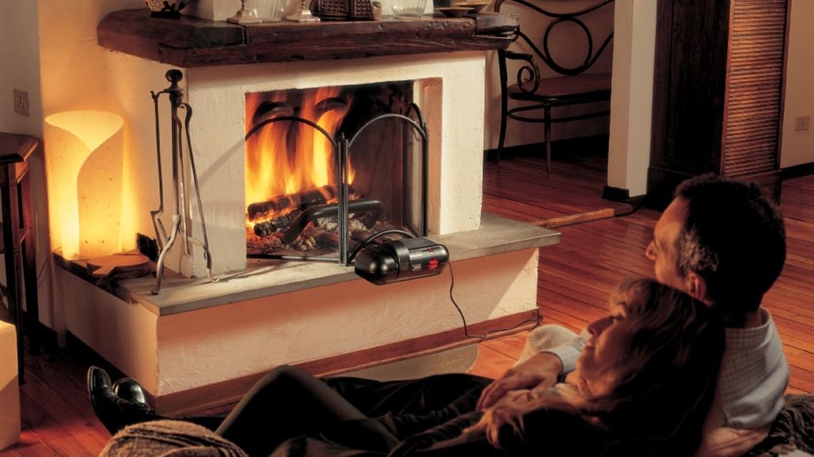 Vortice 70710 Termoventilatore da Caminetto Caldofà Vortice con Parascintille, Nero