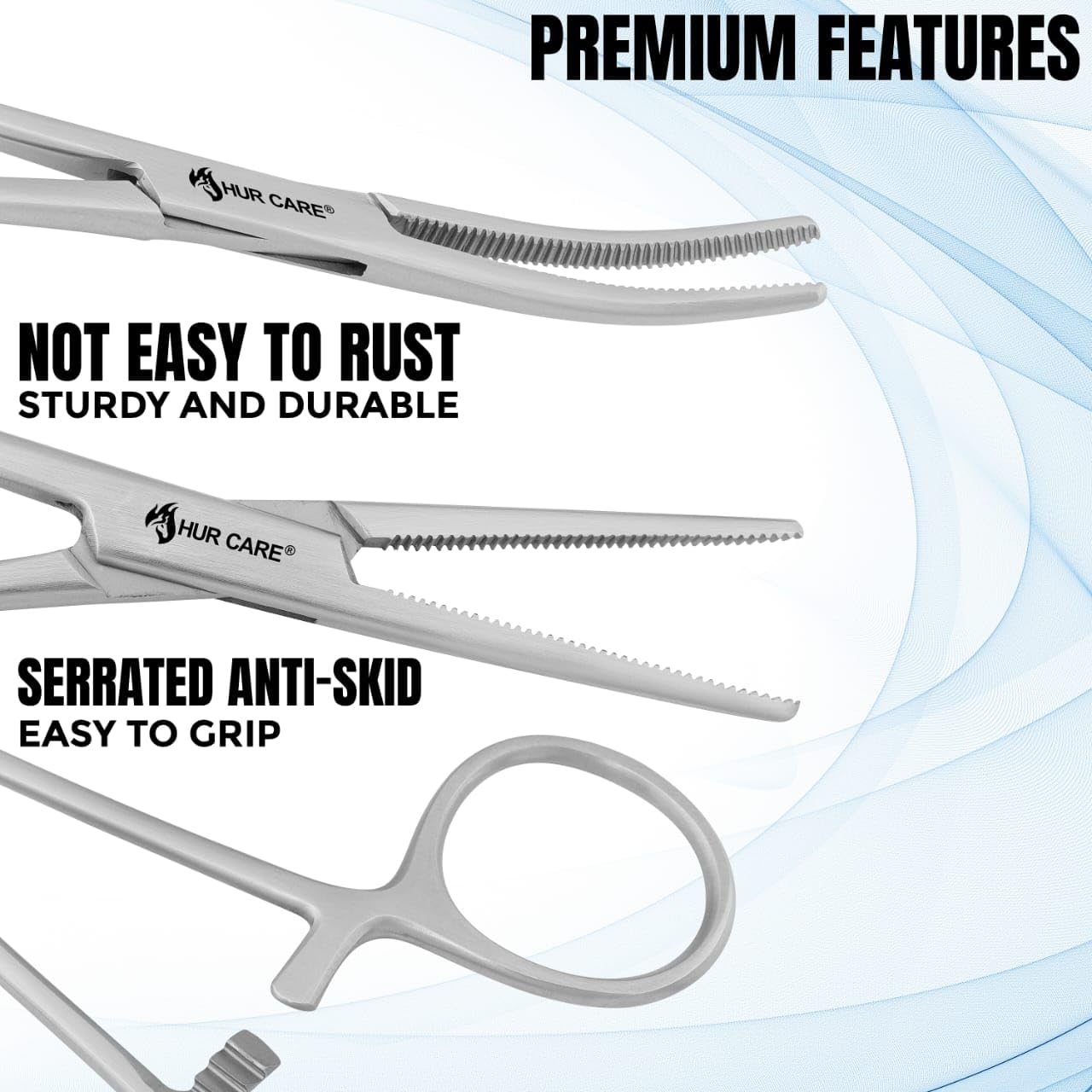 2 Pcs Stainless Steel Self-Locking Fishing Forceps Locking Pliers Piercing Pliers Suturing Piercing Clamp with Powerful Serrated Jaw Multipurpose Pincers for DIY Crafting Pet Grooming (16.3 cm) (2) - Image 4
