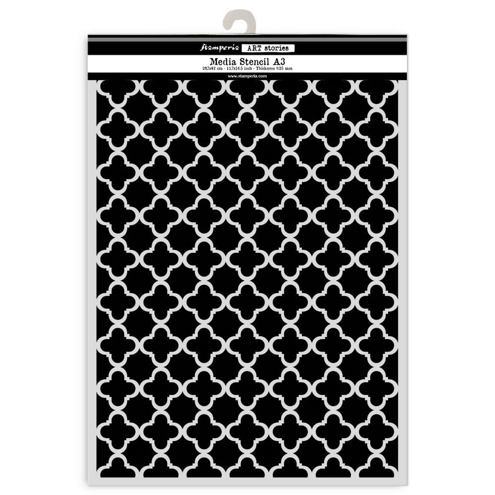 Stamperia - Selection of Big Stencils A3 for Scrapbooks, Albums, Cards, Bullet Journalling, and More, Flexible Material, Easy to Clean, Perfect for Hobbies, Crafts and Gifting (Art Stories) (5pcs)