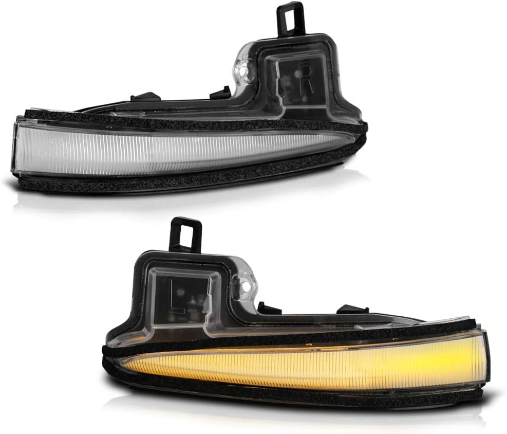 VIPMOTOZ LED Strip Side View Mirror Light Turn Signal Indicator Lamp Lens For Toyota 2016-2023 Tacoma 2019-2023 RAV4 Prime 2020-2023 Highlander Chrome Housing Clear Lens, 2-Piece Set