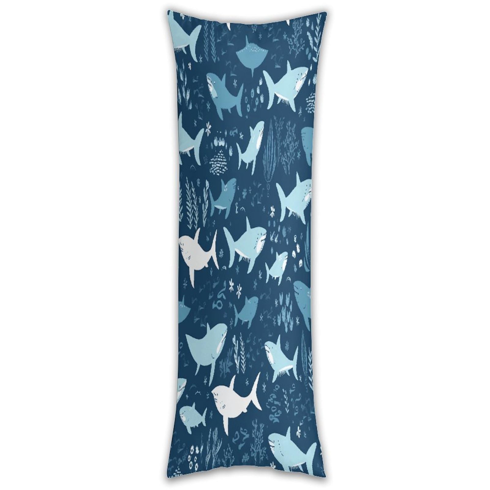 Sharks Long Pillow Case with Zipper Ultra Soft Microfiber Long Pillow Cover Breathable Body Pillow Protector Soft Wrinkle Pillowcase for Bed Sofa Bedroom 53 X 19 in