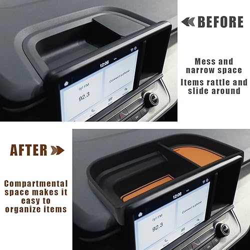 Miniatura 6 de Muslogy Bandeja de almacenamiento para salpicadero compatible con Ford Maverick 2024 2022-2023 Maverick & Hybrid XL XLT Lariat Accesorios (marrón