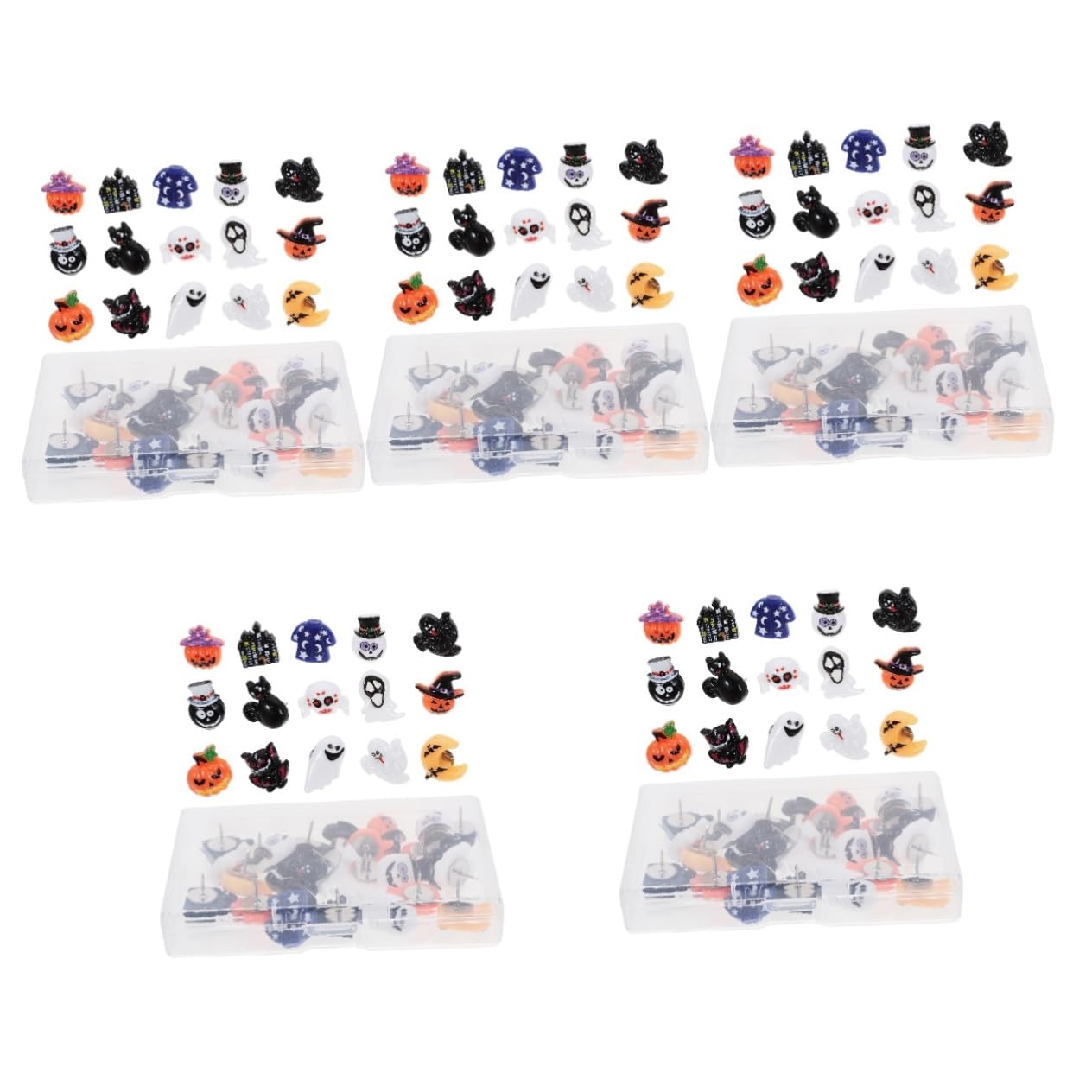 DOITOOL 5 Cajas Tachuelas Decorativas de Halloween Multifuncionales para Anuncios y Decoración de Paredes de Fotos Suministro de Pin para Corcho para Manualidades y Actividades Casa y