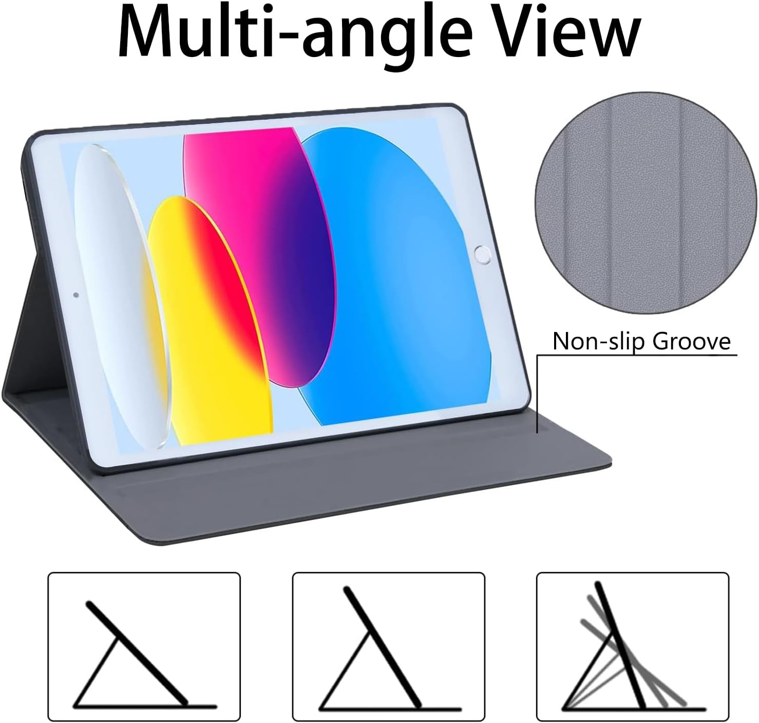 Case for Samsung Galaxy Tab S8 Plus 2022/S7 FE 2021/S7 Plus 2020 12.4 inch, Ultra-Thin Multi-Angle Bracket Full Body Case with Wake/Sleep Function - Funny Grey Cat image 3