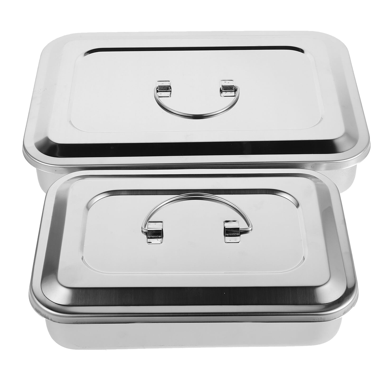 2 Stück Teiliges Edelstahl Desinfektionsbox mit Deckel Rechteckige Autoklavierbare Aufbewahrung für Medizinische Instrumente Wiederverwendbar Dicht Verschließbar für Klinik und