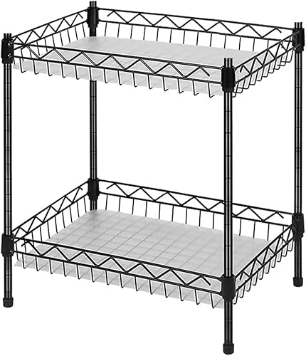 Estantes de almacenamiento Mimi, estantería de alambre de 2 niveles con cestas, estante de almacenamiento, estante esquinero, estante de
