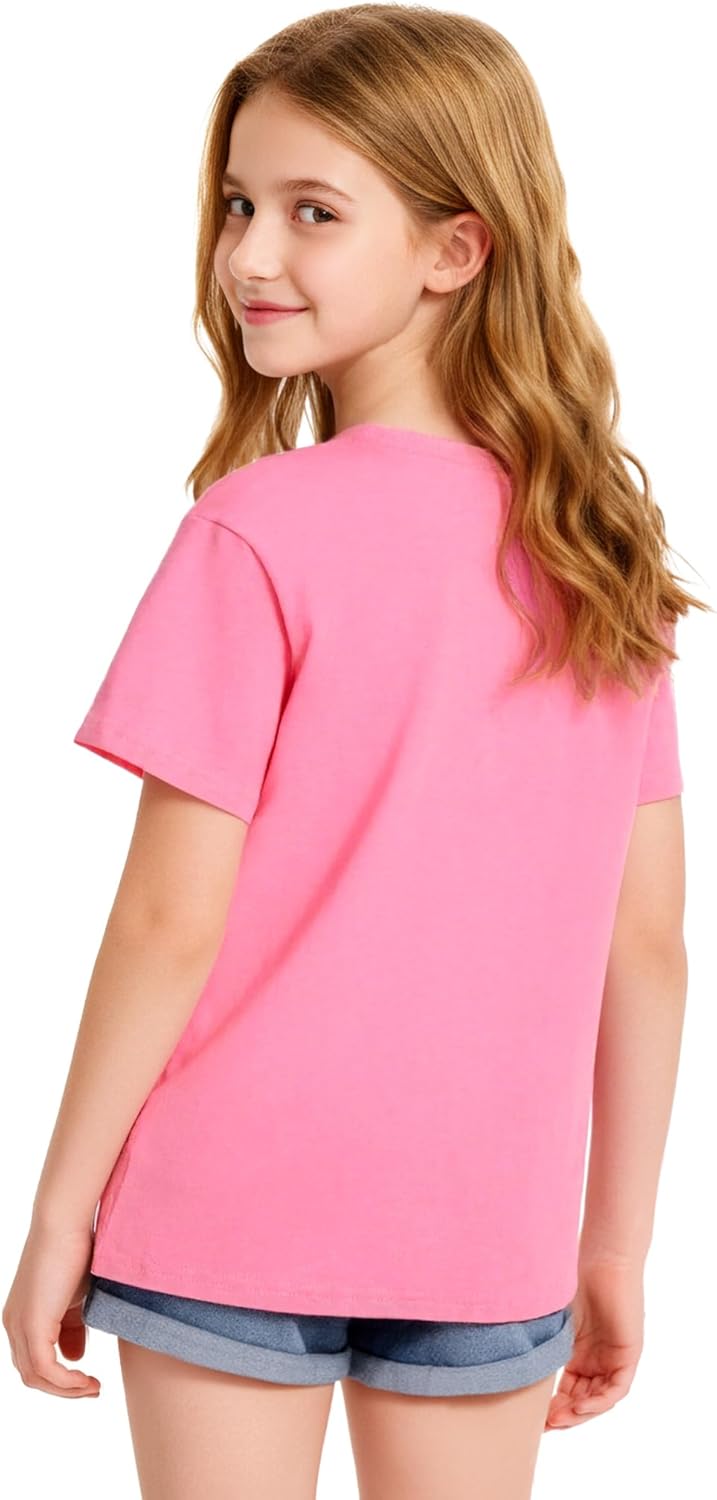 Girls Short Sleeve T-Shirts Oversize Top Shirt for Tween Girl Trendy Clothes Size 5-14 Years - Image 4