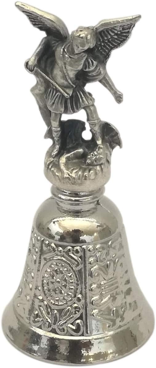 Liturgical Bell - Silver plated Saint Michael the Archangel, Guardian Angel for Protection against demons and evil spirits - H 2,9 in