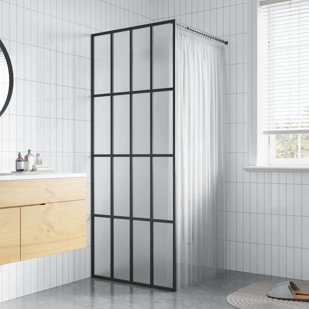 Mampara de ducha de cristal templado mate de 80 x 195 cm con 4 piezas de cristal y marco de aluminio – Mampara de ducha ajustable para un diseño minimalista y fácil