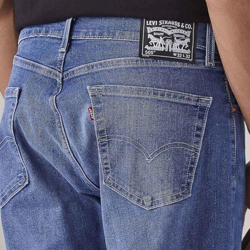 Image of Levi's Men's 505 Mid Indigo Straight Fit Mid Rise Jeans