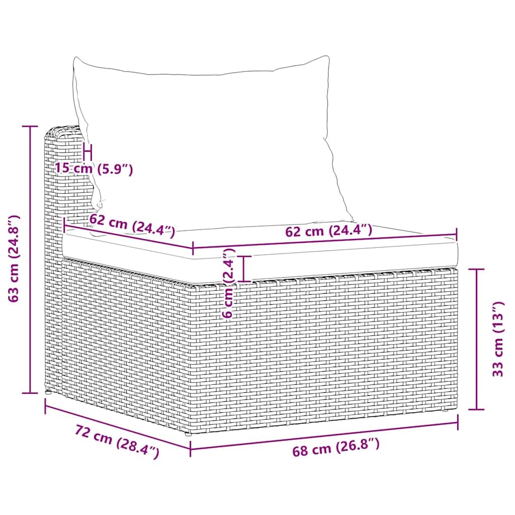 vidaXL Garten Sofagarnitur mit Rückenkissen Sitzkissen 3-TLG. Gartensofa Gartenmöbel Gartengarnitur Sitzgruppe Sitzgarnitur Gartenset Grau Poly Rattan