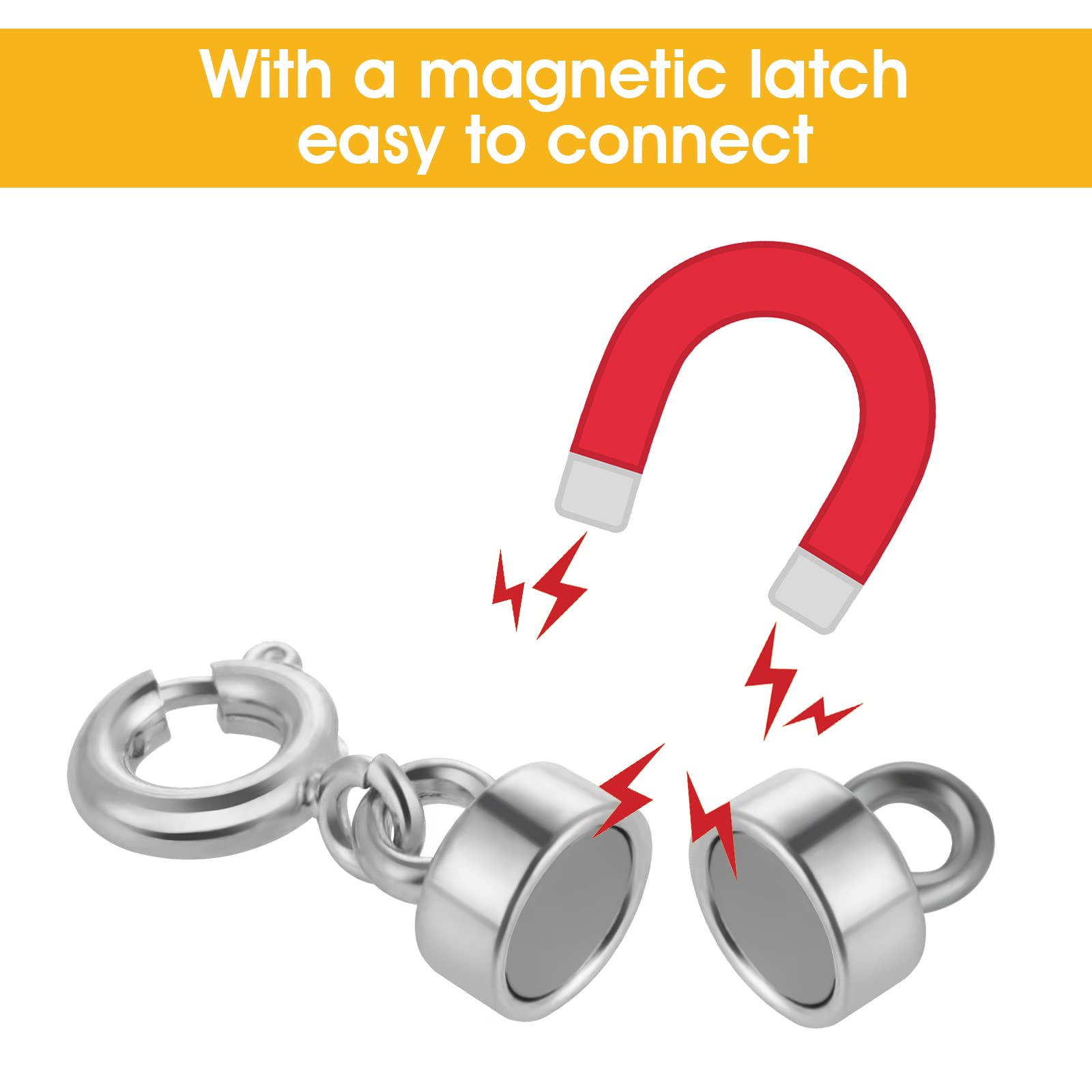 Bonison 12 Chiusure Magnetiche Per Collane – Estensori Con Forte Magnete, Placcatura Oro E Argento, Forma Cilindro, Sfera E Cuore - 2