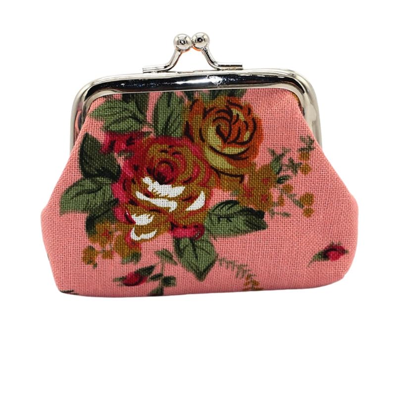 Mini Purse for Women and Children Ethnic Print Fabric Small Wallet | Pink-image-36