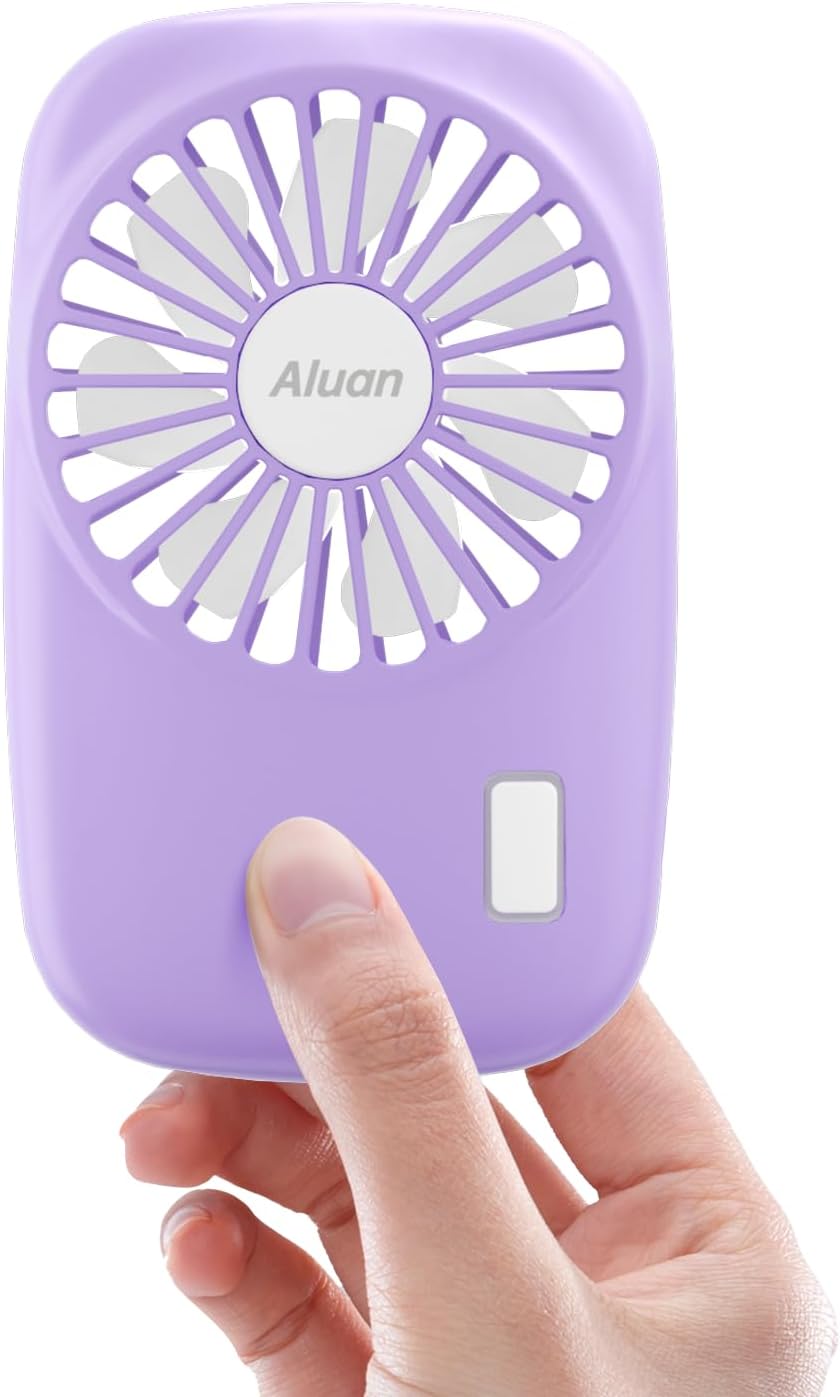 Handheld Mini Fan Powerful Small Personal Portable Speed Adjustable USB Rechargeable Eyelash Fan for Kids Girls Boys Woman Man Home Office Outdoor Travel, Purple