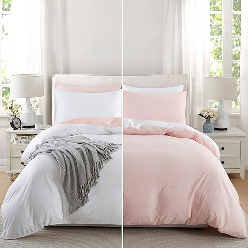 Juego de funda de edredón refrescante de 3 piezas tamaño Queen juego de ropa de cama suave y ligera reversible con cierre de cremallera y lazos en