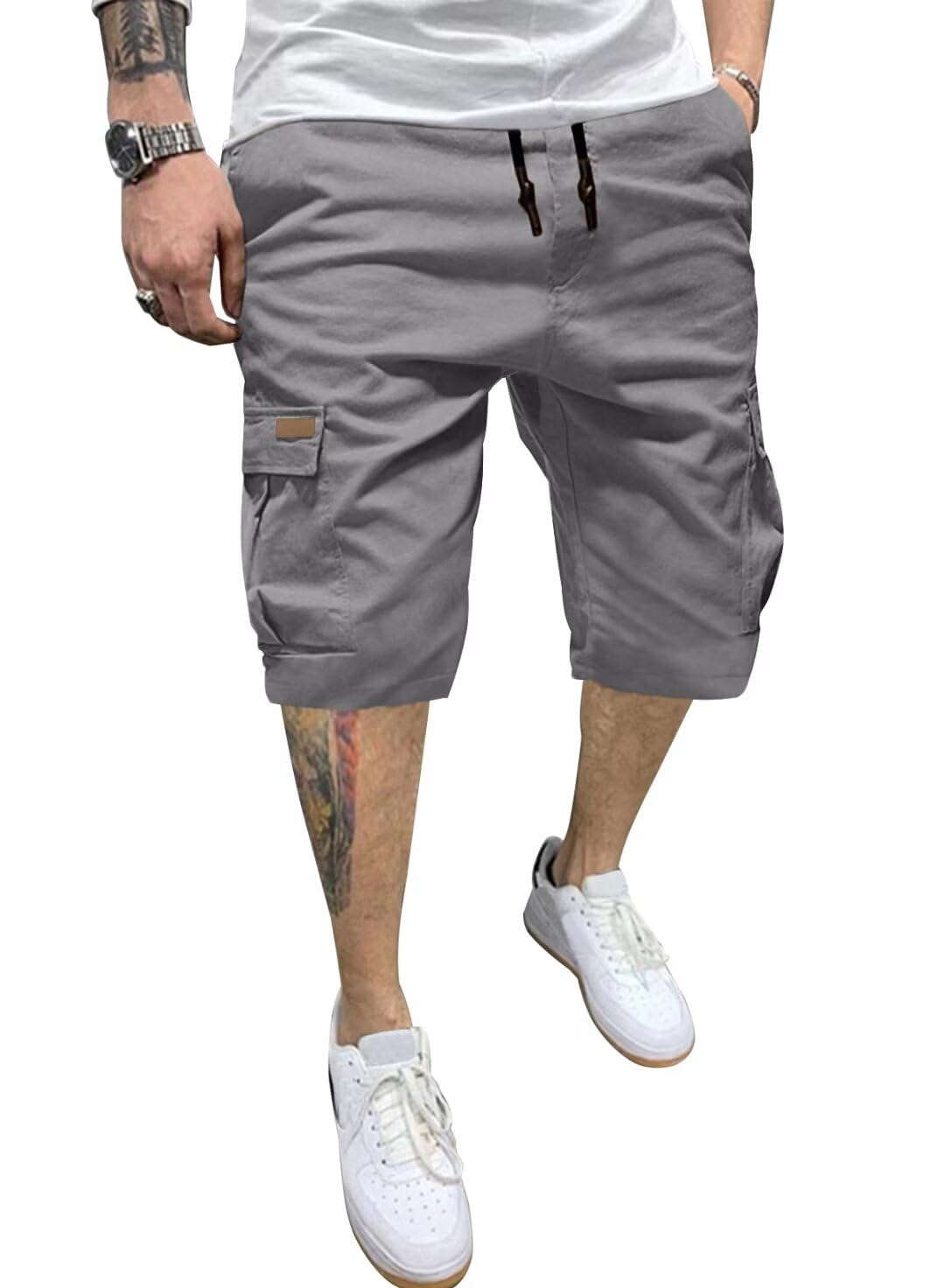 Dokotoo Men Mens Cargo Shorts Casual Waist Elastic Drawstring Outdoor Golf Shorts with 6 Pockets