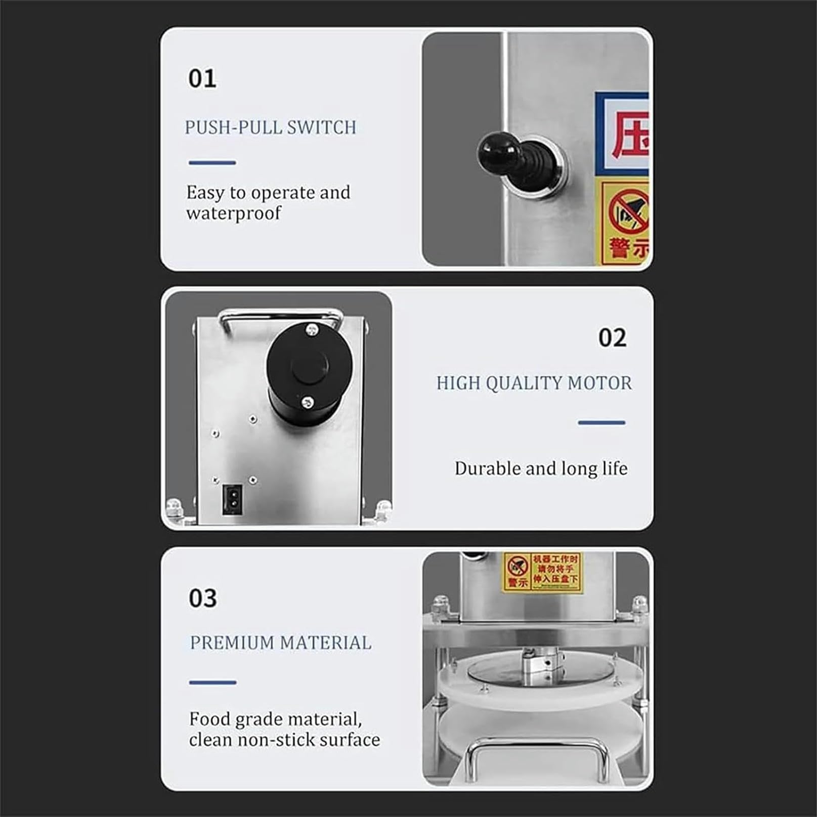 Electric Pizza Dough Press Machine - 8.6 Inch Commercial Dough Roller Sheeter