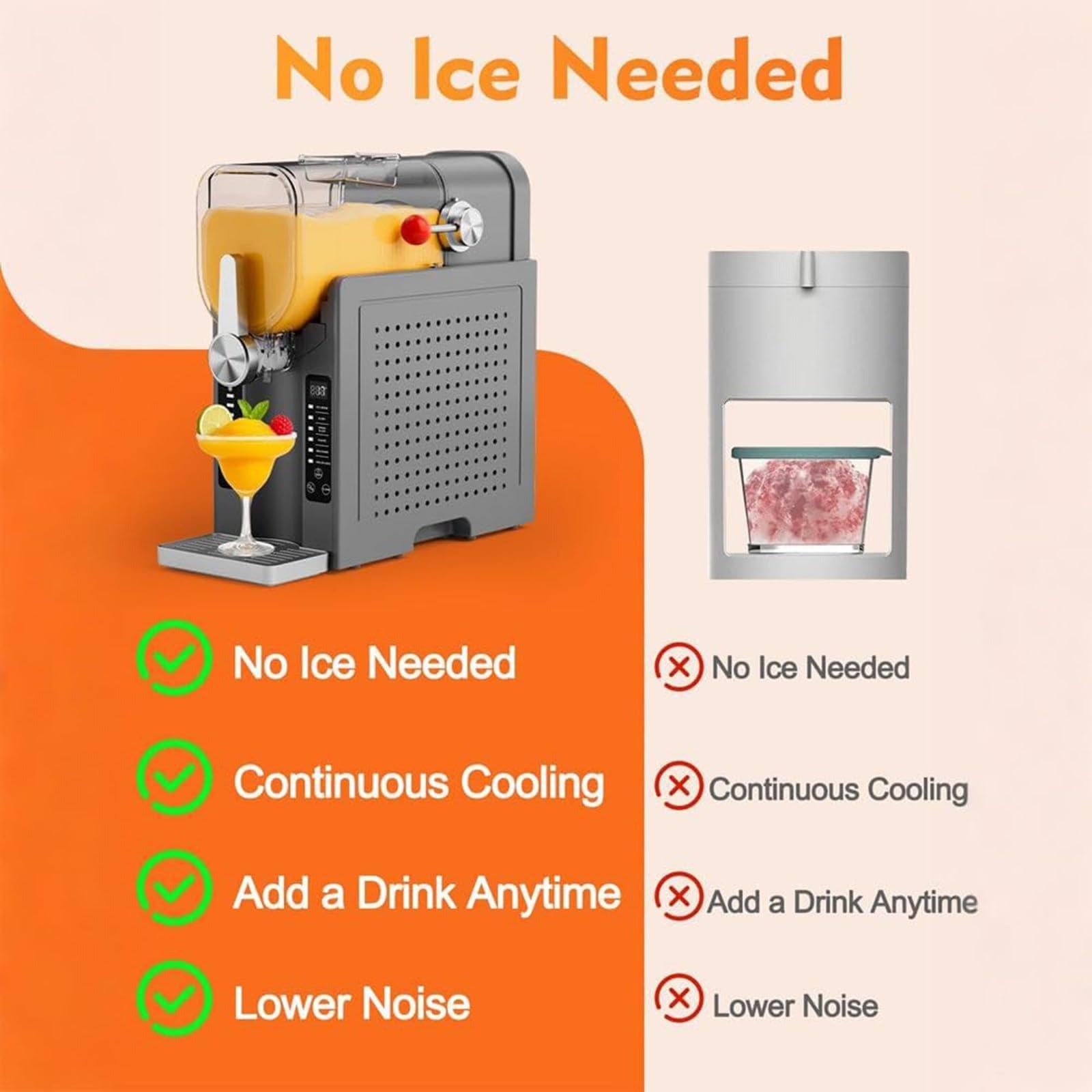 Maszyna do slushie o mocy 200 W, maszyna do slushie do użytku domowego, bez lodu, z wyświetlaczem LED, 1,6 l, rezerwacja jednym dotknięciem i 6 przystawek, 42,5 x 19,5 x 42 cm
