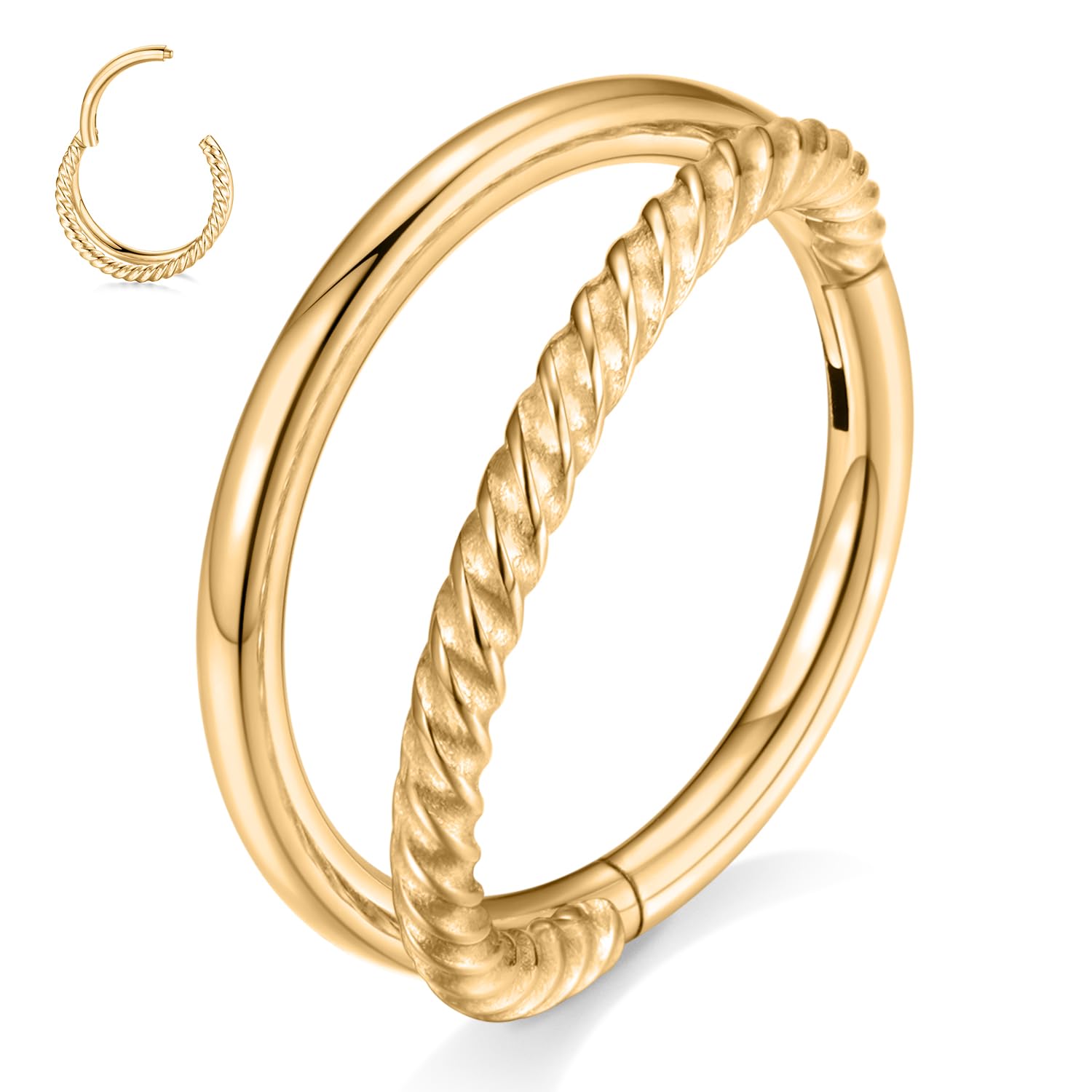 hengkaixuan Triple Double Nose Hoop Ring Sleeper Hoop Earring Helix Rook Conch Cartilage Daith Tragus Earrings Septum Ring Lobe Nose Piercing Jewellery for Women — view 48