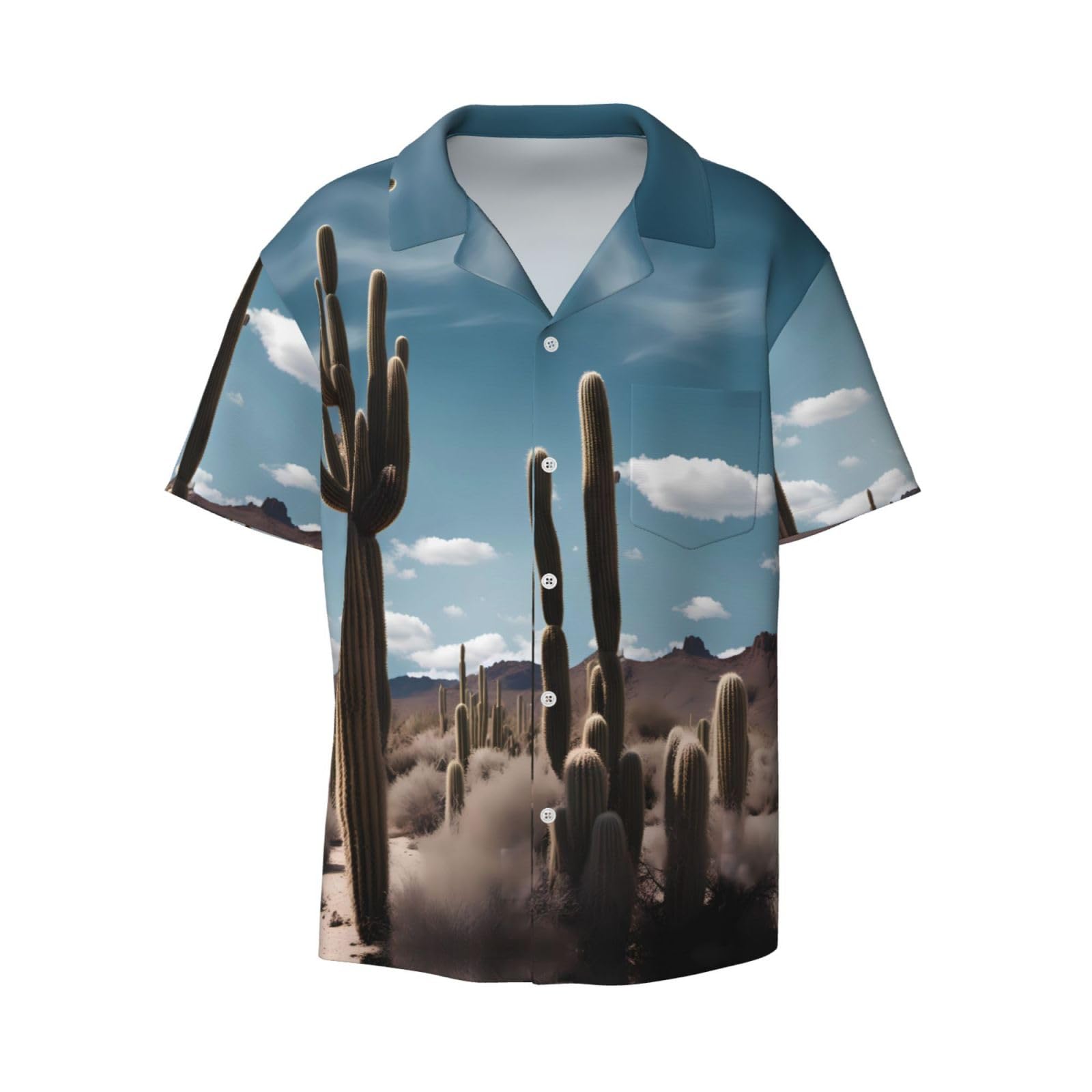 QAZWZML Schnes Kaktus Bedrucktes Kurzarmhemd Herren Button-Down-Shirt  Geeignet fr Urlaub und Arbeit, Schwarz , S : Amazon.de: Fashion