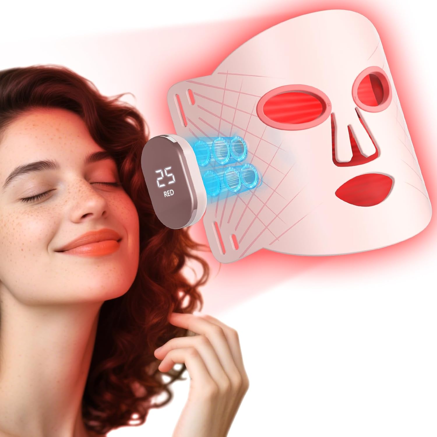 Red Light Therapy for Face Wireless Face Mask Light Therapy 4 Modes 400 LEDs Infrared Red Light Masks