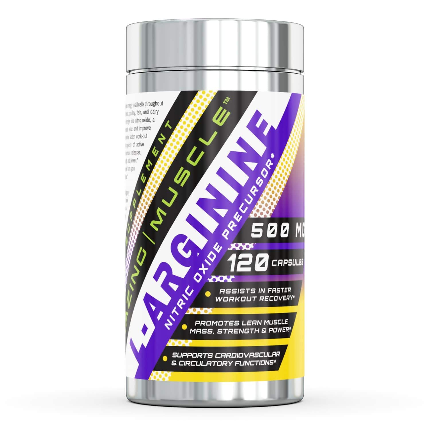 Amazing Muscle L-Arginine Essential Amino Acid Supplement | 500 Mg Per Serving | 120 Capsules | Workout Muscle Recovery 120 Count